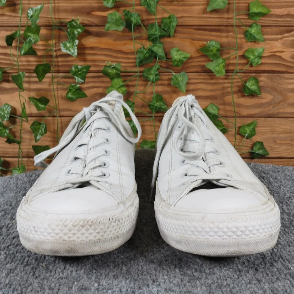 Converse Chuck Taylor All Star Mens Low Top Sneaker Size 12 Casual White Leather - Picture 2 of 9